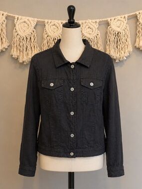 Jones @ Co. Linen Black Button-Front  Jacket